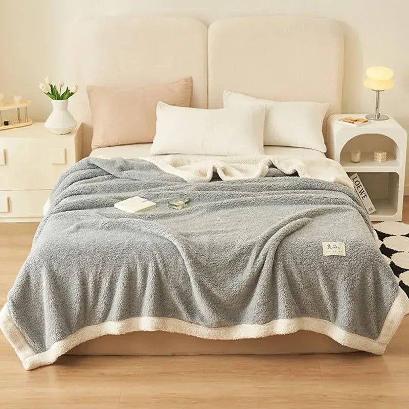 Gray Coral Fleece Blanket