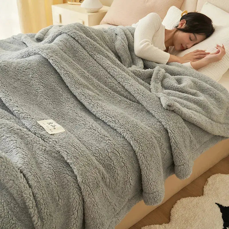 Gray Coral Fleece Blanket