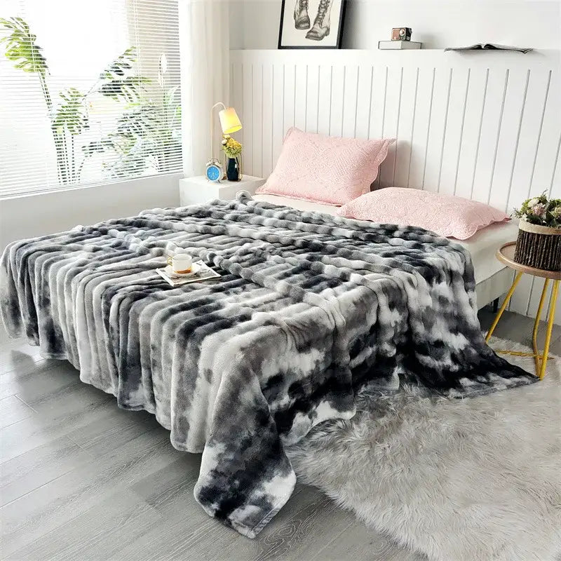 Gray Fleece Throw Blanket
