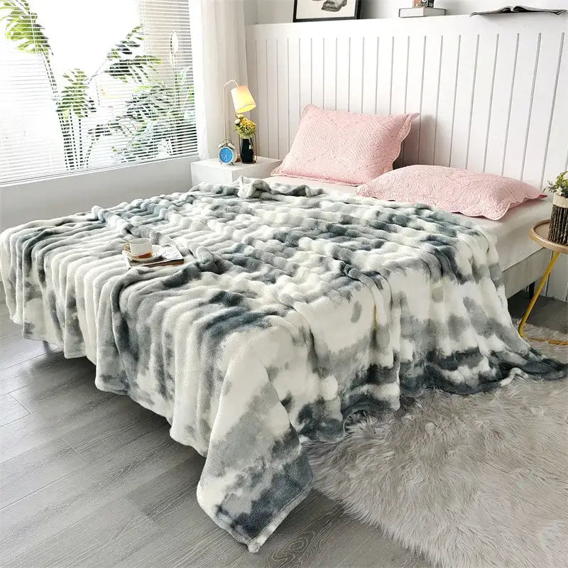 Gray Fleece Throw Blanket