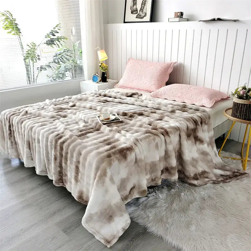 Gray Fleece Throw Blanket