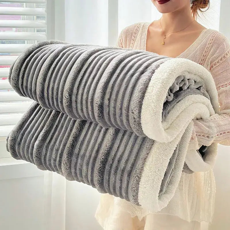 Gray Sherpa Wool Blanket