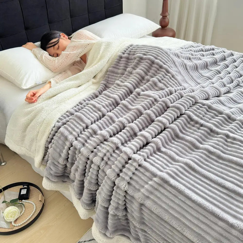Gray Sherpa Wool Blanket
