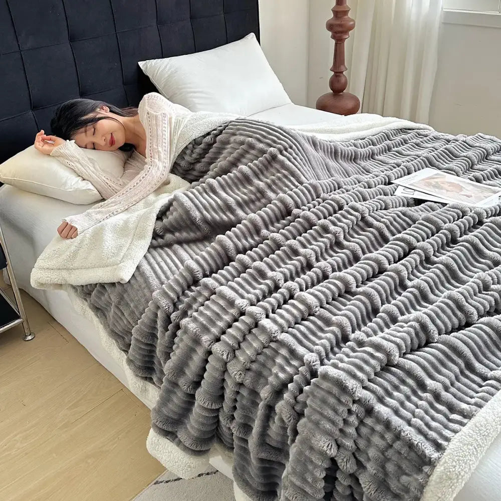 Gray Sherpa Wool Blanket