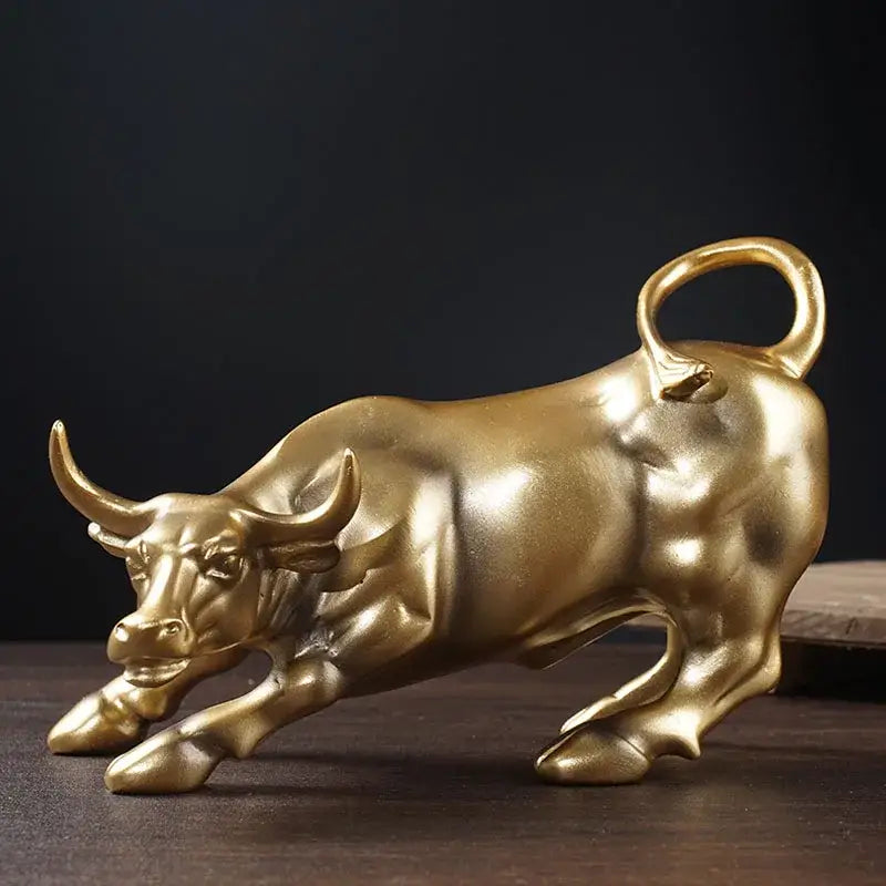 Gold Wall Bull Statue
