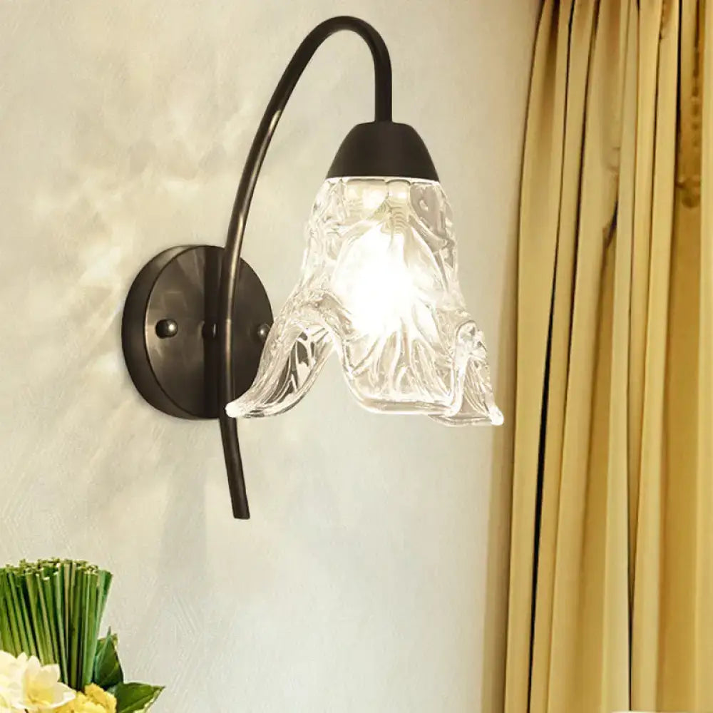 Black Crystal Drum Shape Wall Sconce