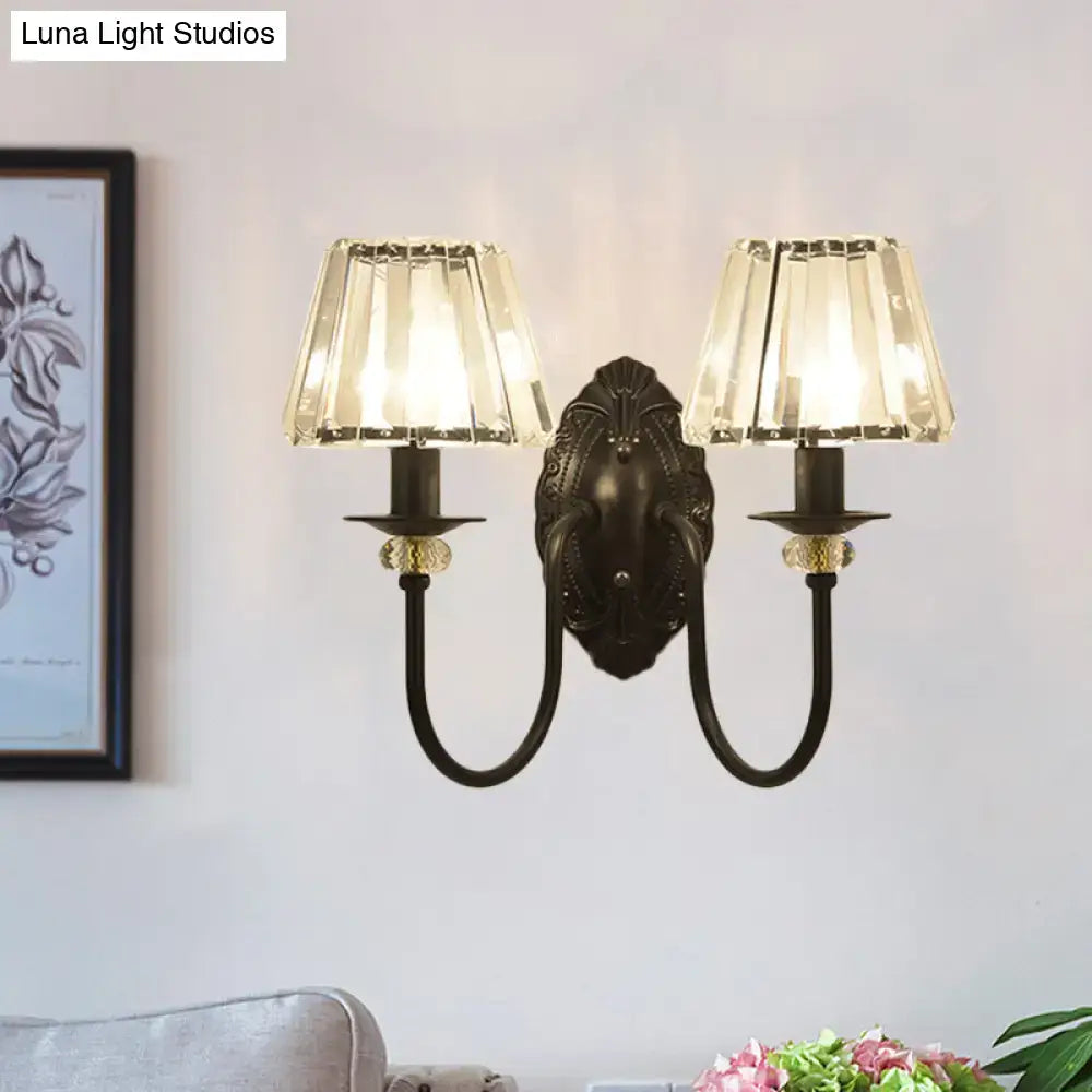 Black Crystal Drum Shape Wall Sconce