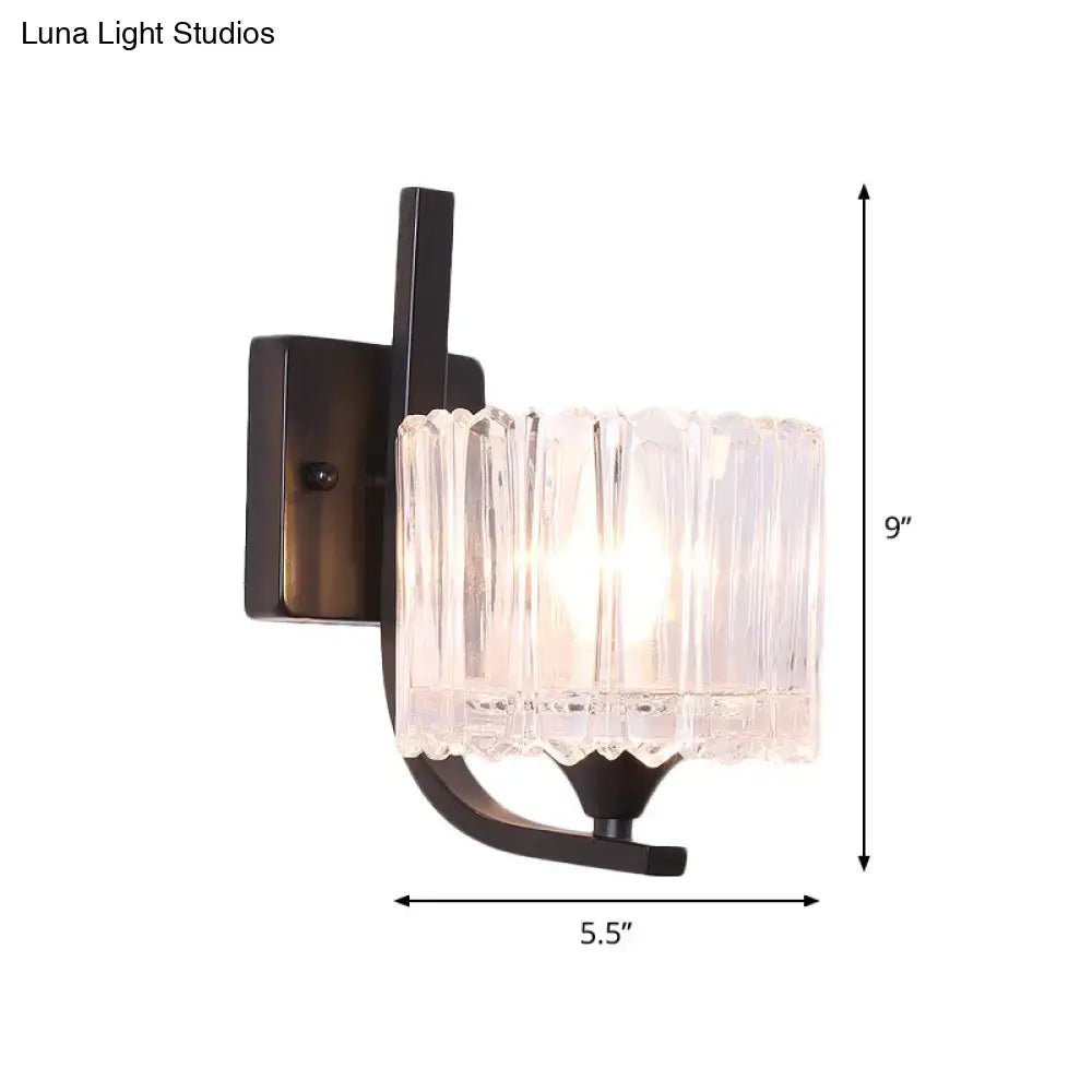 Black Crystal Drum Shape Wall Sconce