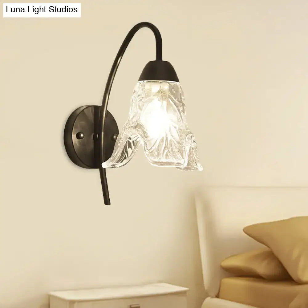 Black Crystal Drum Shape Wall Sconce