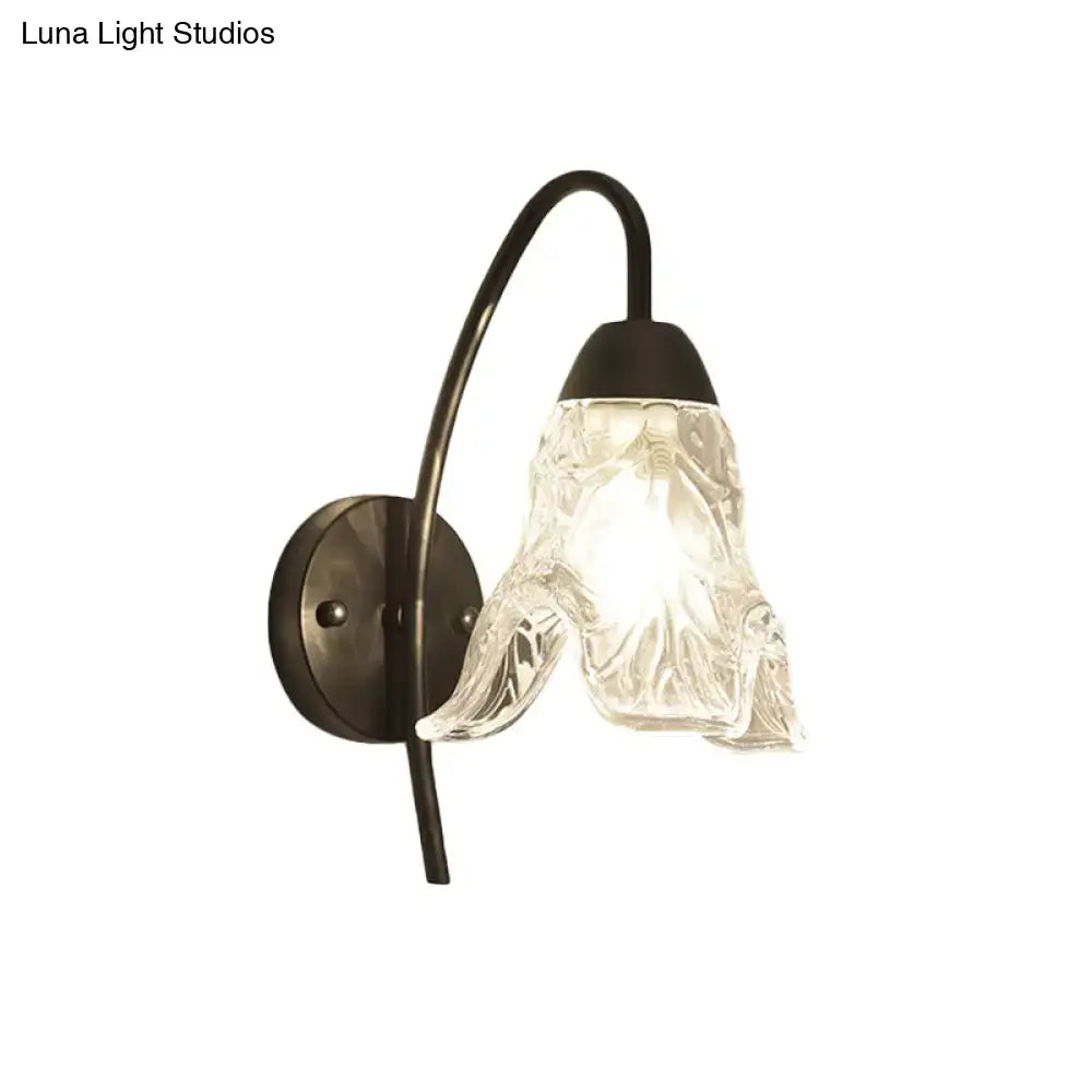 Black Crystal Drum Shape Wall Sconce