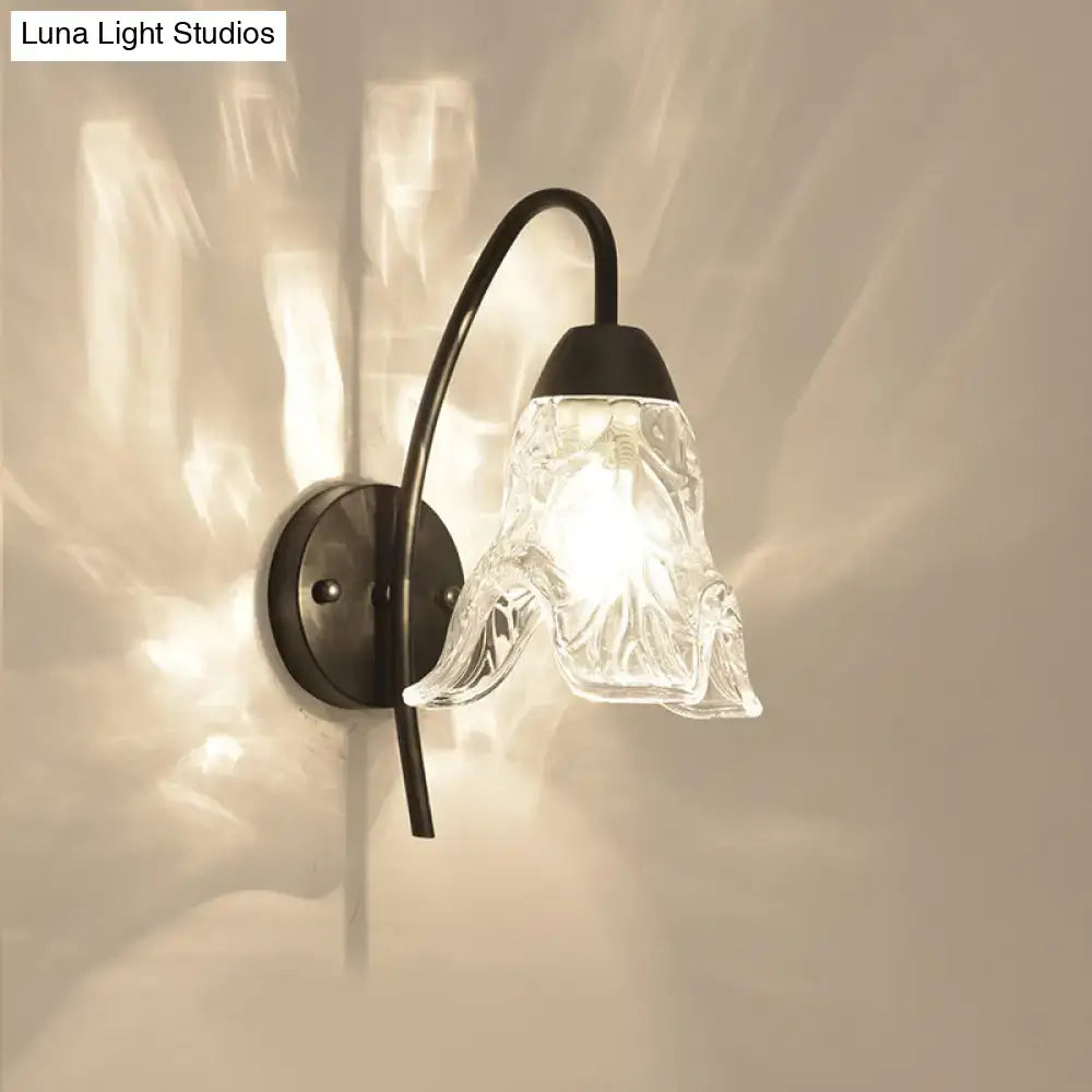 Black Crystal Drum Shape Wall Sconce