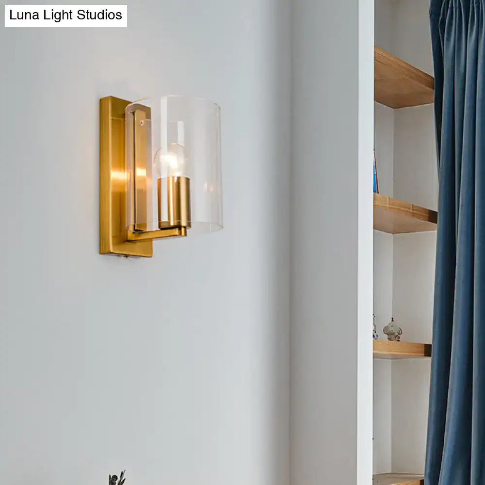 Brass Clear Glass Sconce