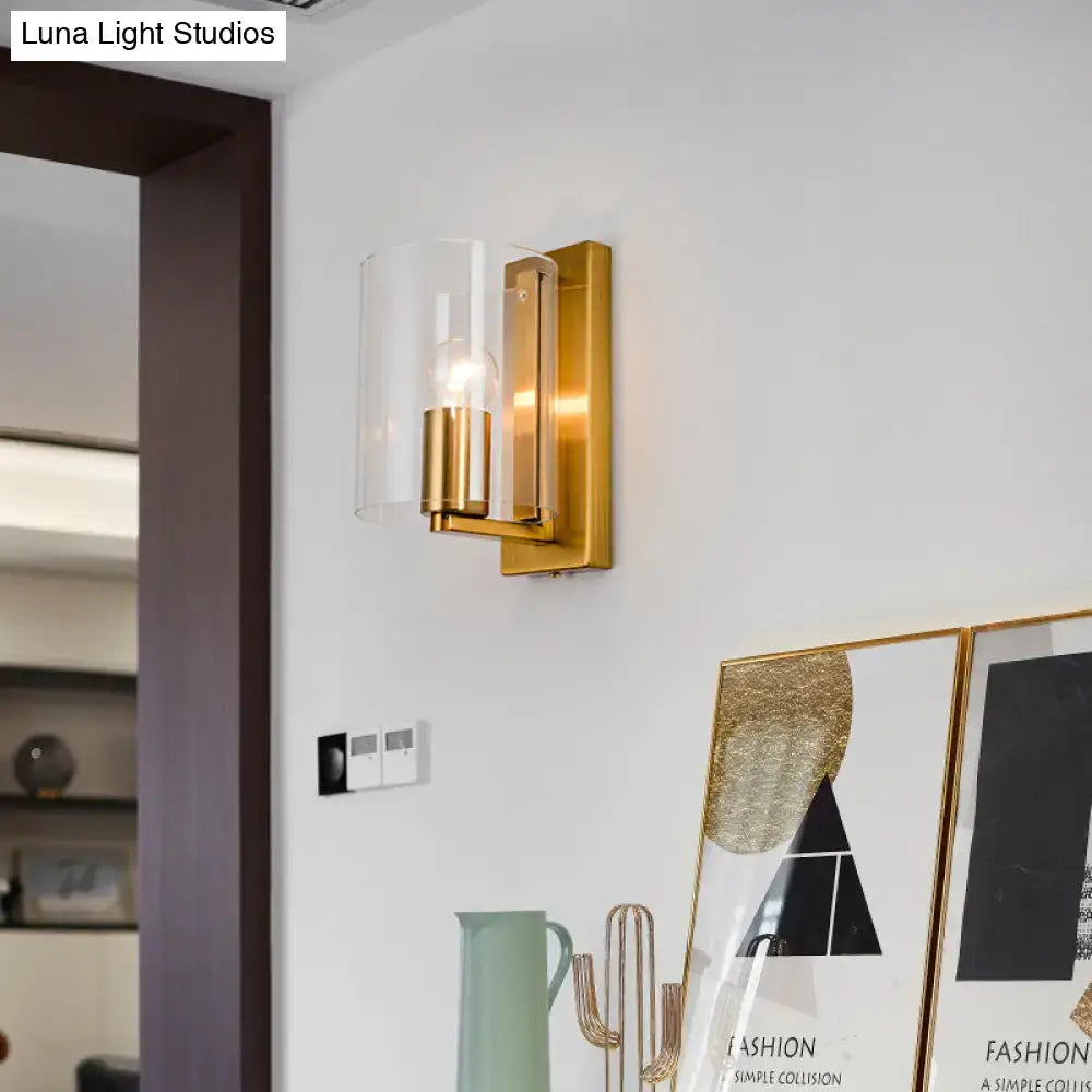 Brass Clear Glass Sconce