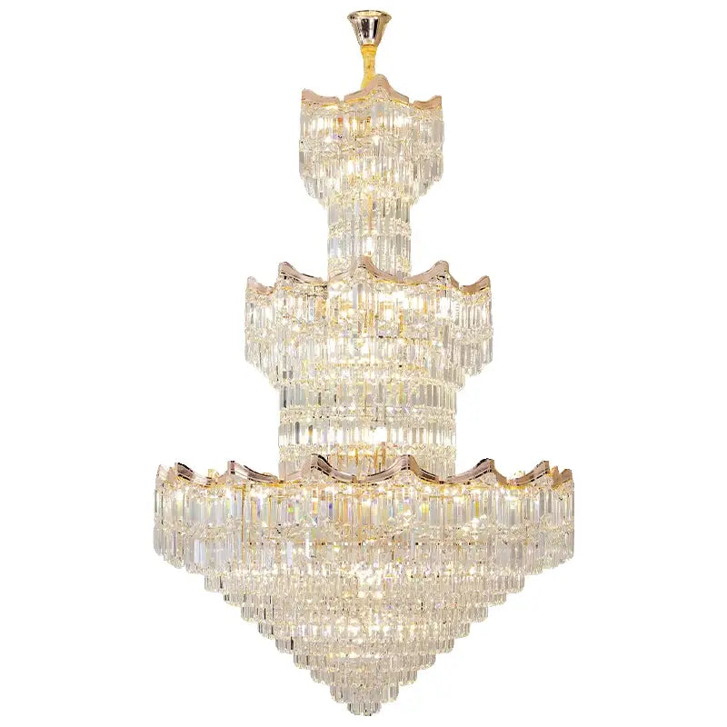 Gold Crystal Duplex Postmodern Chandelier