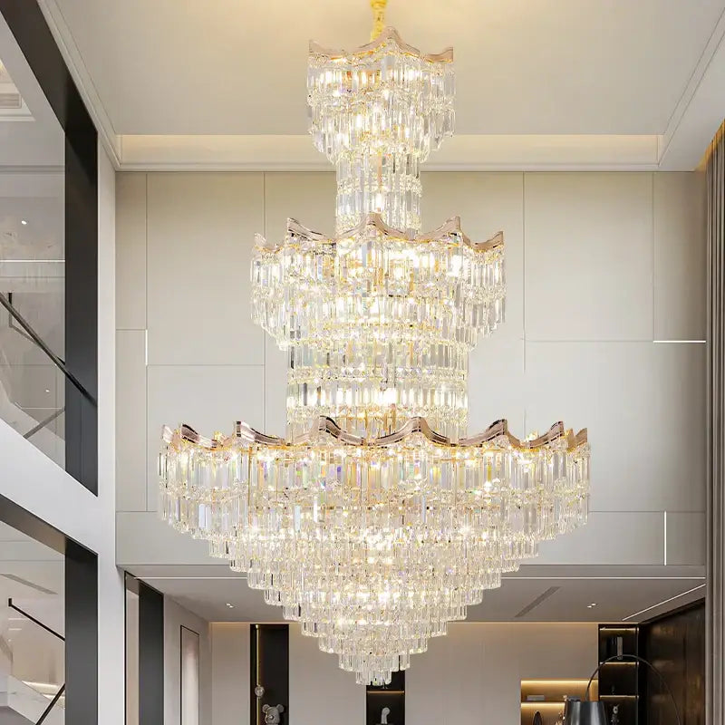 Gold Crystal Duplex Postmodern Chandelier