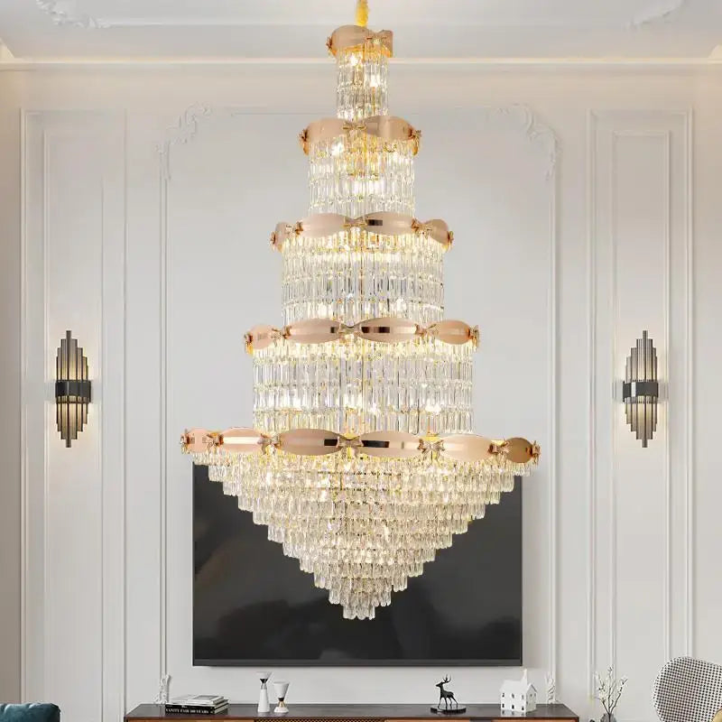 Gold Spiral Crystal Chandelier H220cm Changeable Color