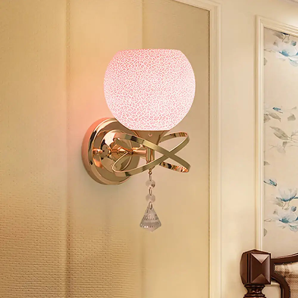 Gold Pink Glass Wall Lamp