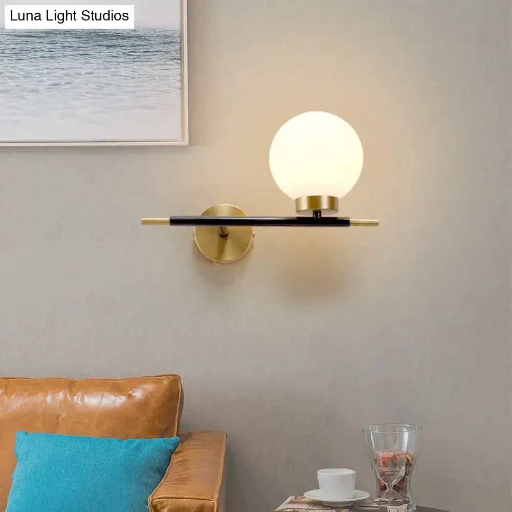 White Brass Sphere Sconce
