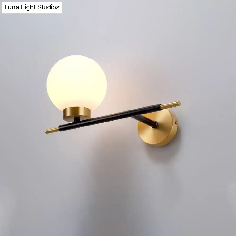 White Brass Sphere Sconce