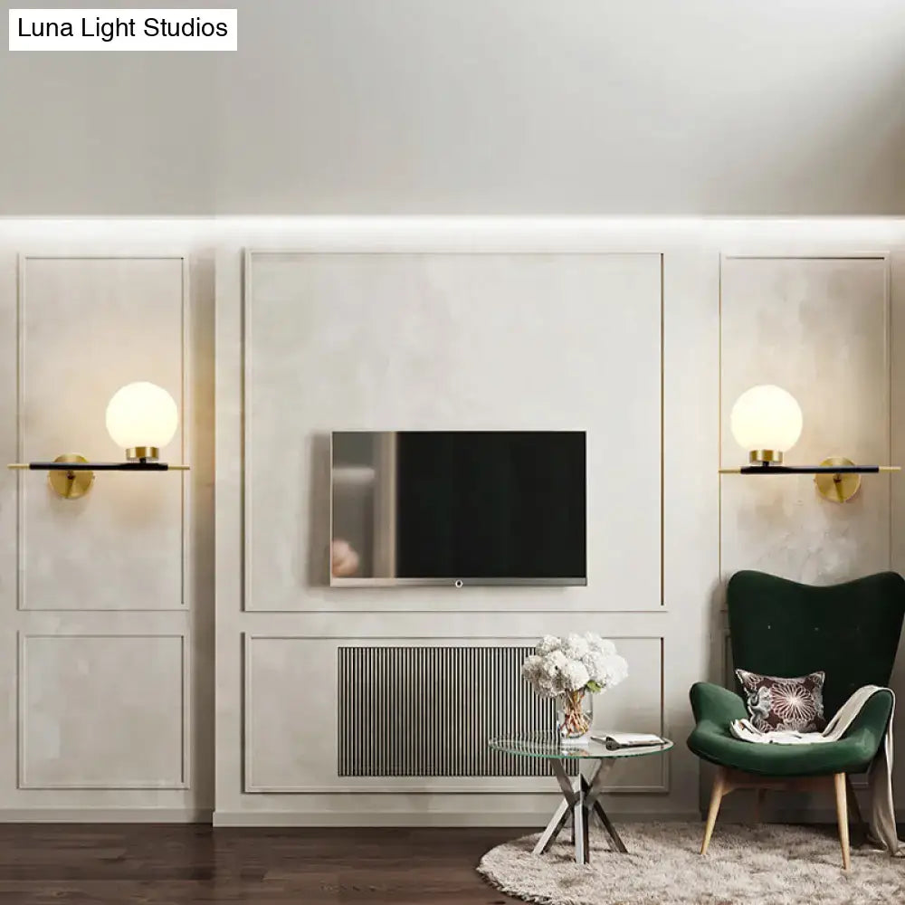 White Brass Sphere Sconce