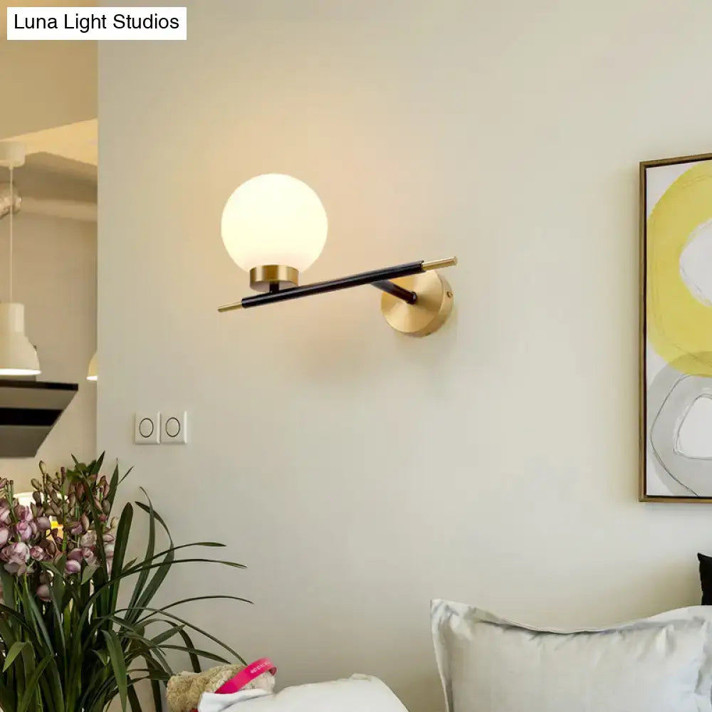 White Brass Sphere Sconce