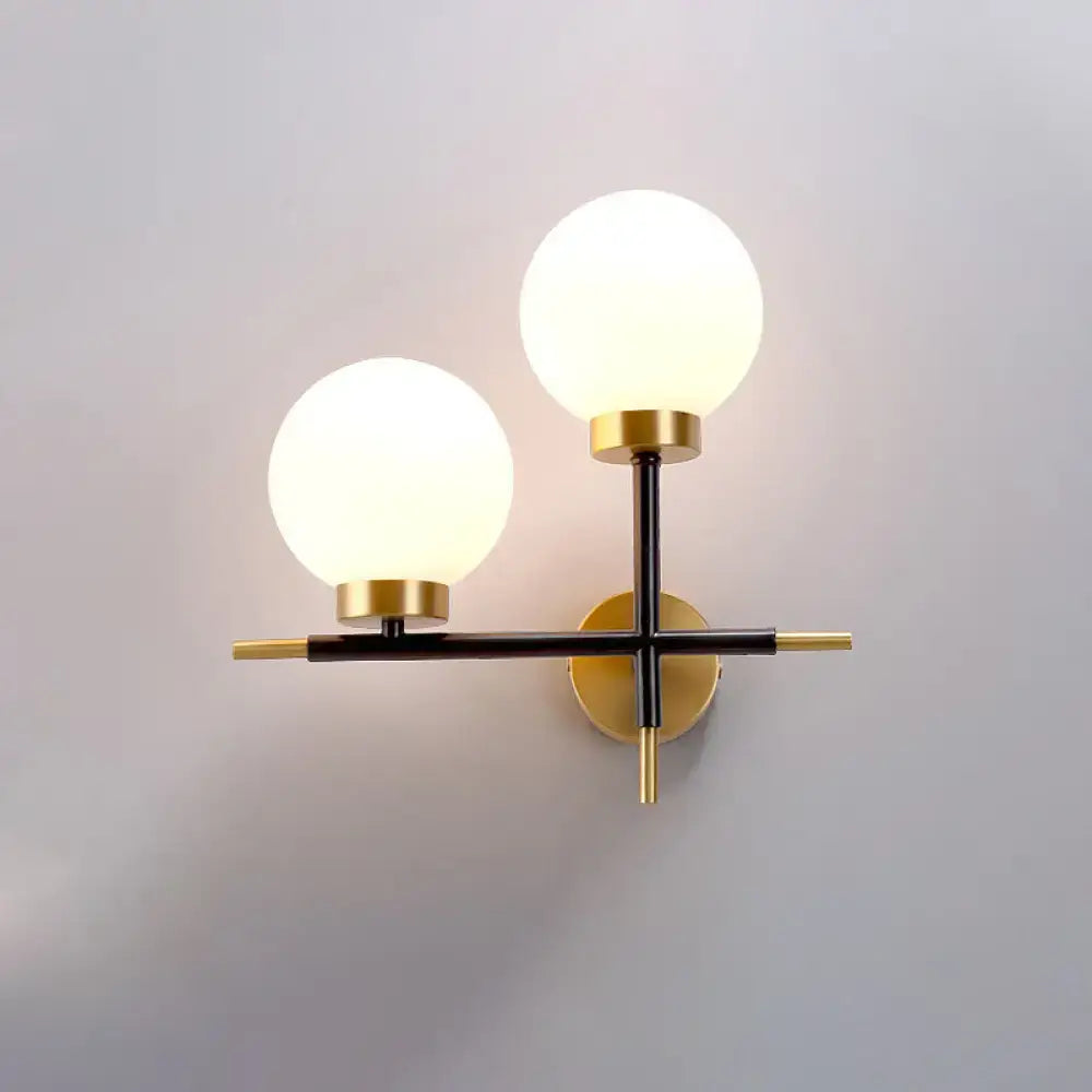 White Brass Sphere Sconce