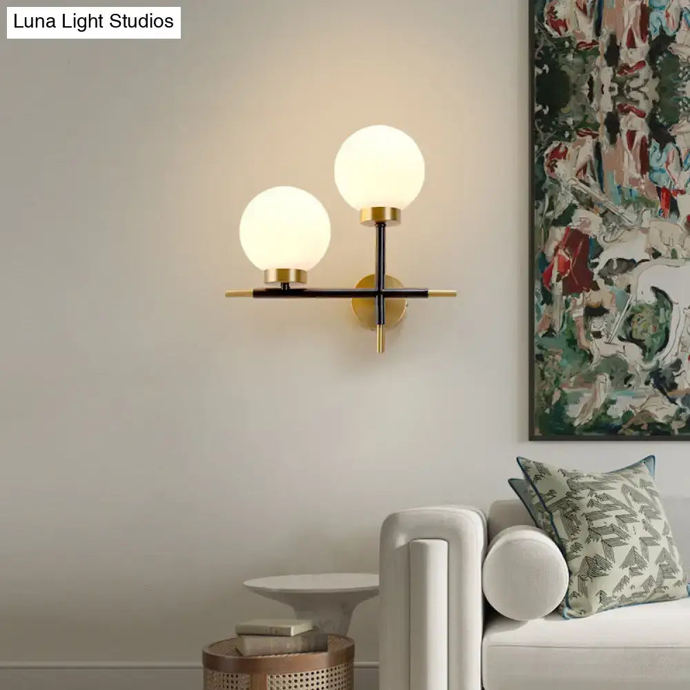 White Brass Sphere Sconce