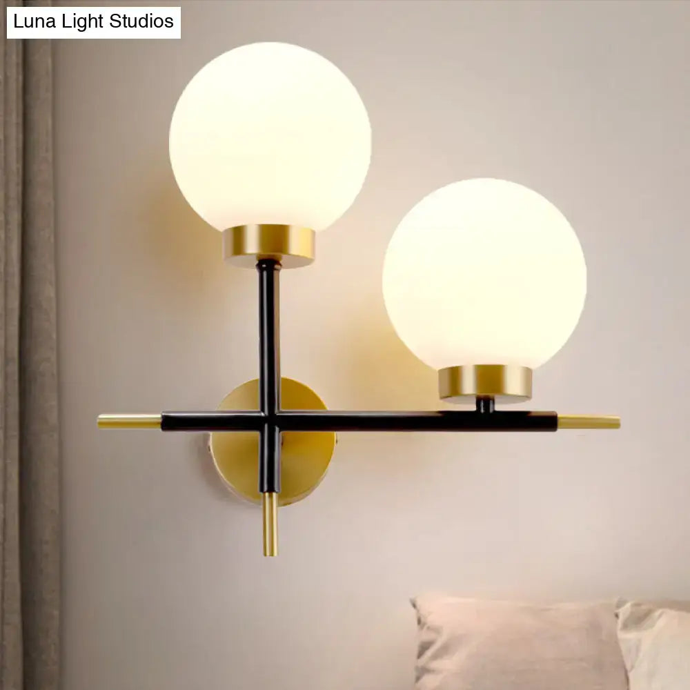 White Brass Sphere Sconce