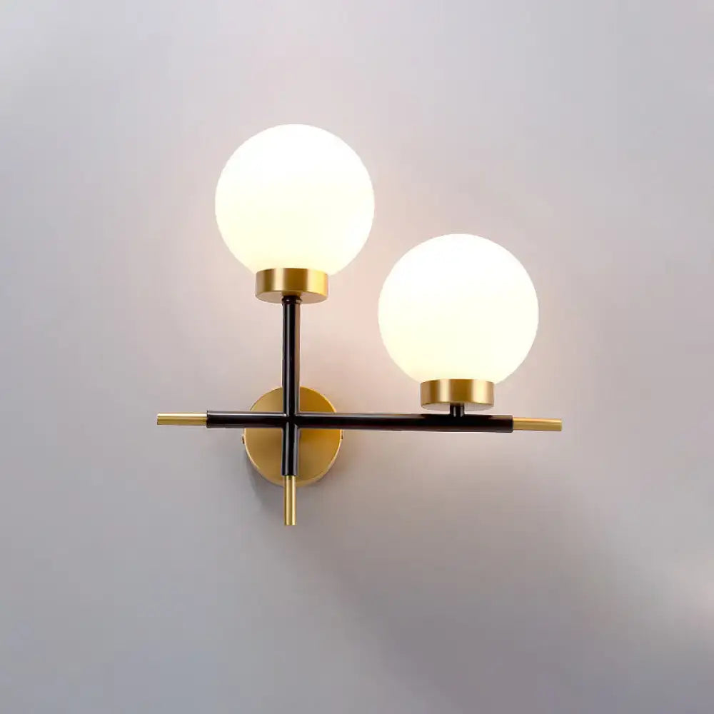 White Brass Sphere Sconce