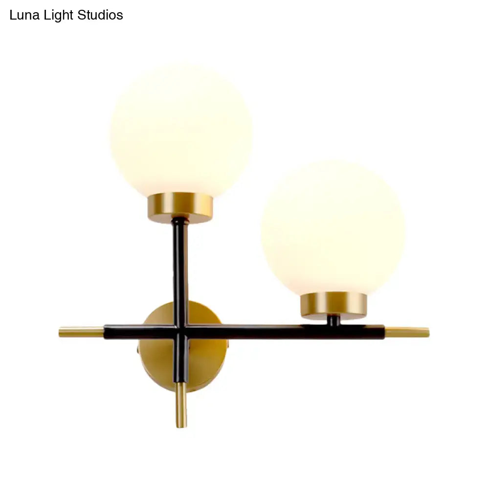 White Brass Sphere Sconce