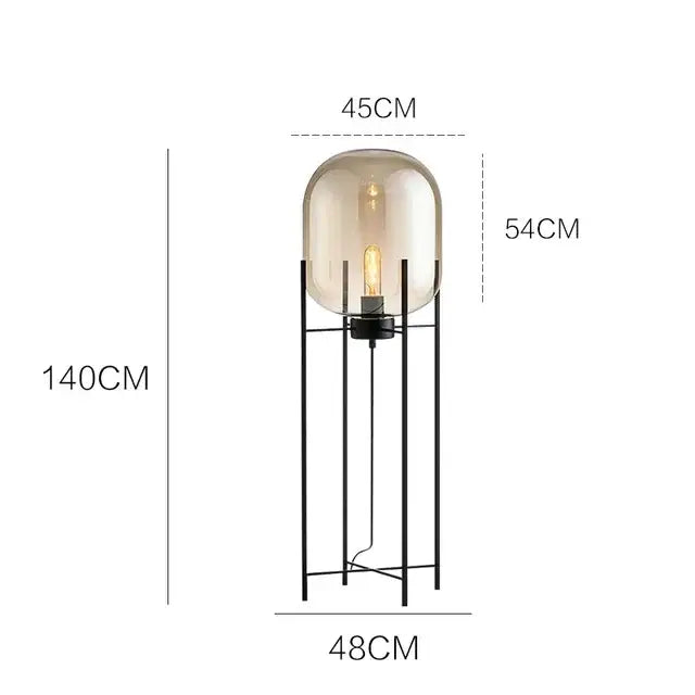 Amber Glass Ball Floor Lamp