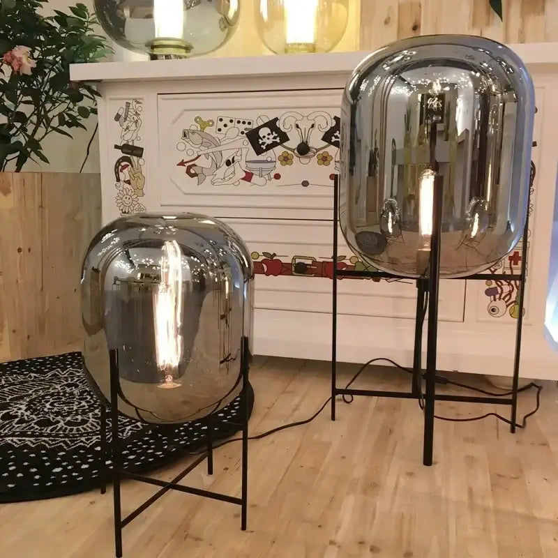 Amber Glass Ball Floor Lamp