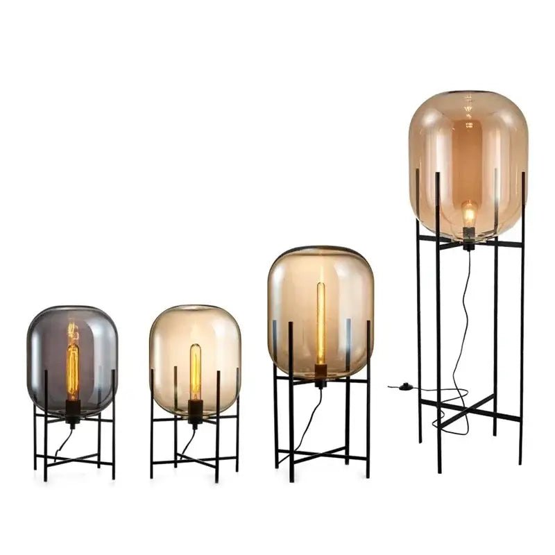 Amber Glass Ball Floor Lamp