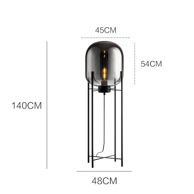 Amber Glass Ball Floor Lamp