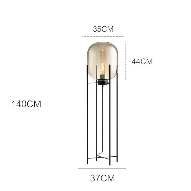 Amber Glass Ball Floor Lamp