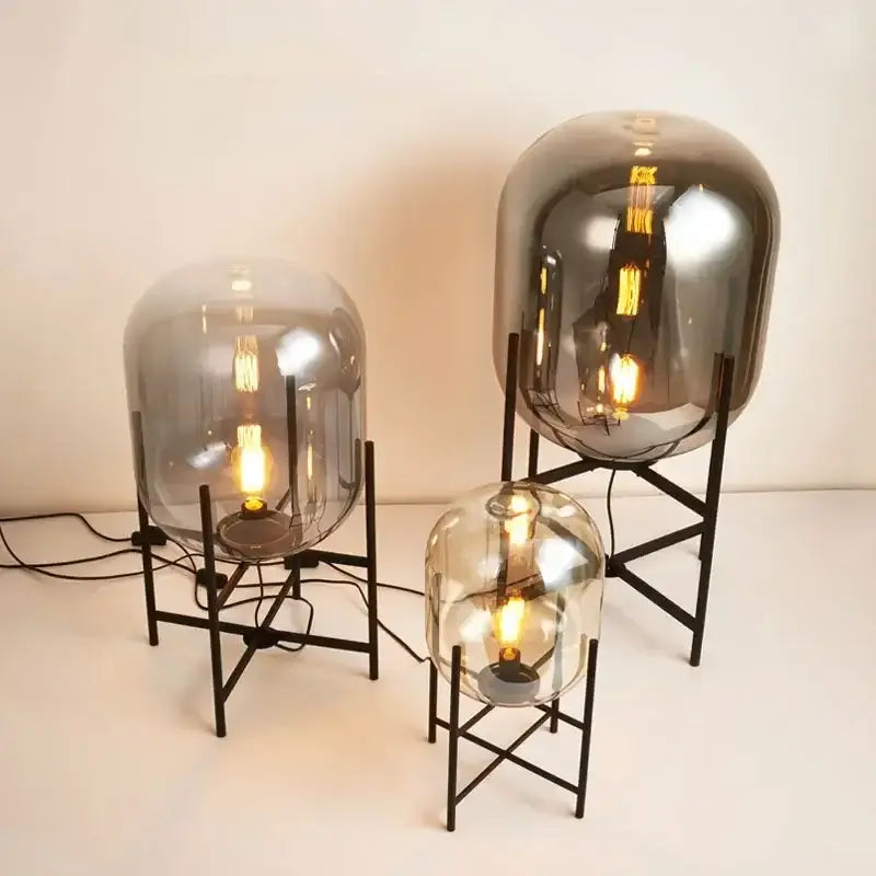 Amber Glass Ball Floor Lamp