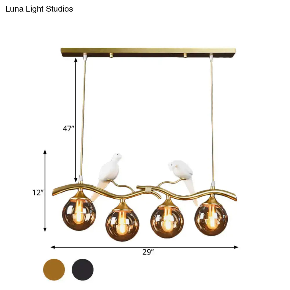 Black Gold Bird Pendant Light