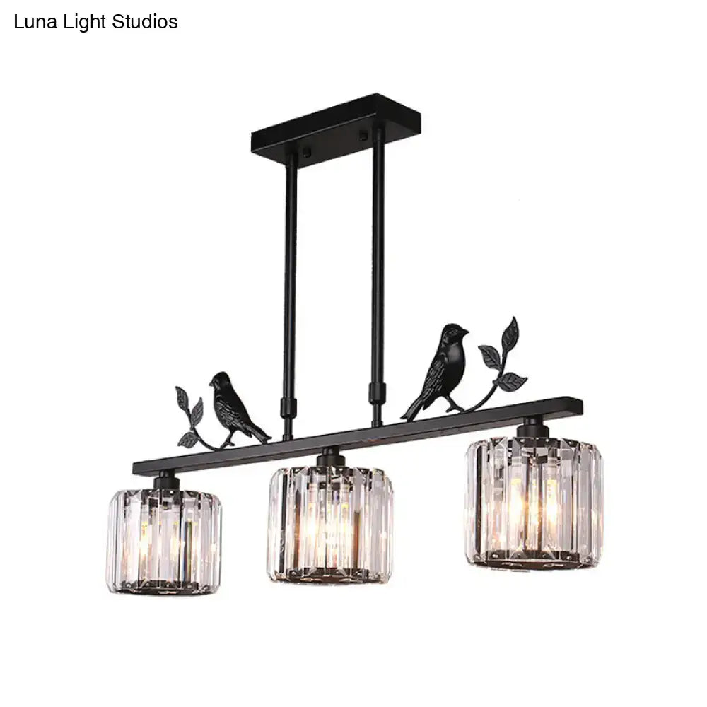 Black Gold Crystal Prism Pendant Light