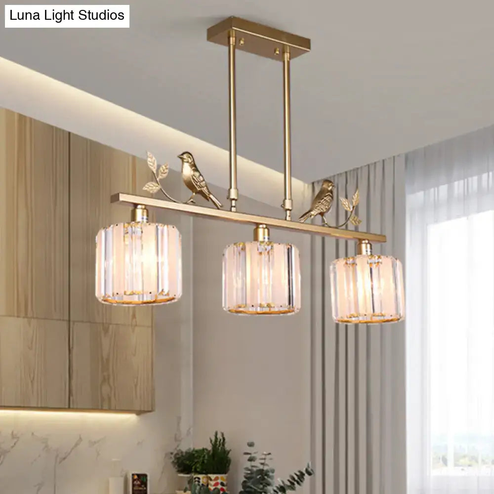Black Gold Crystal Prism Pendant Light
