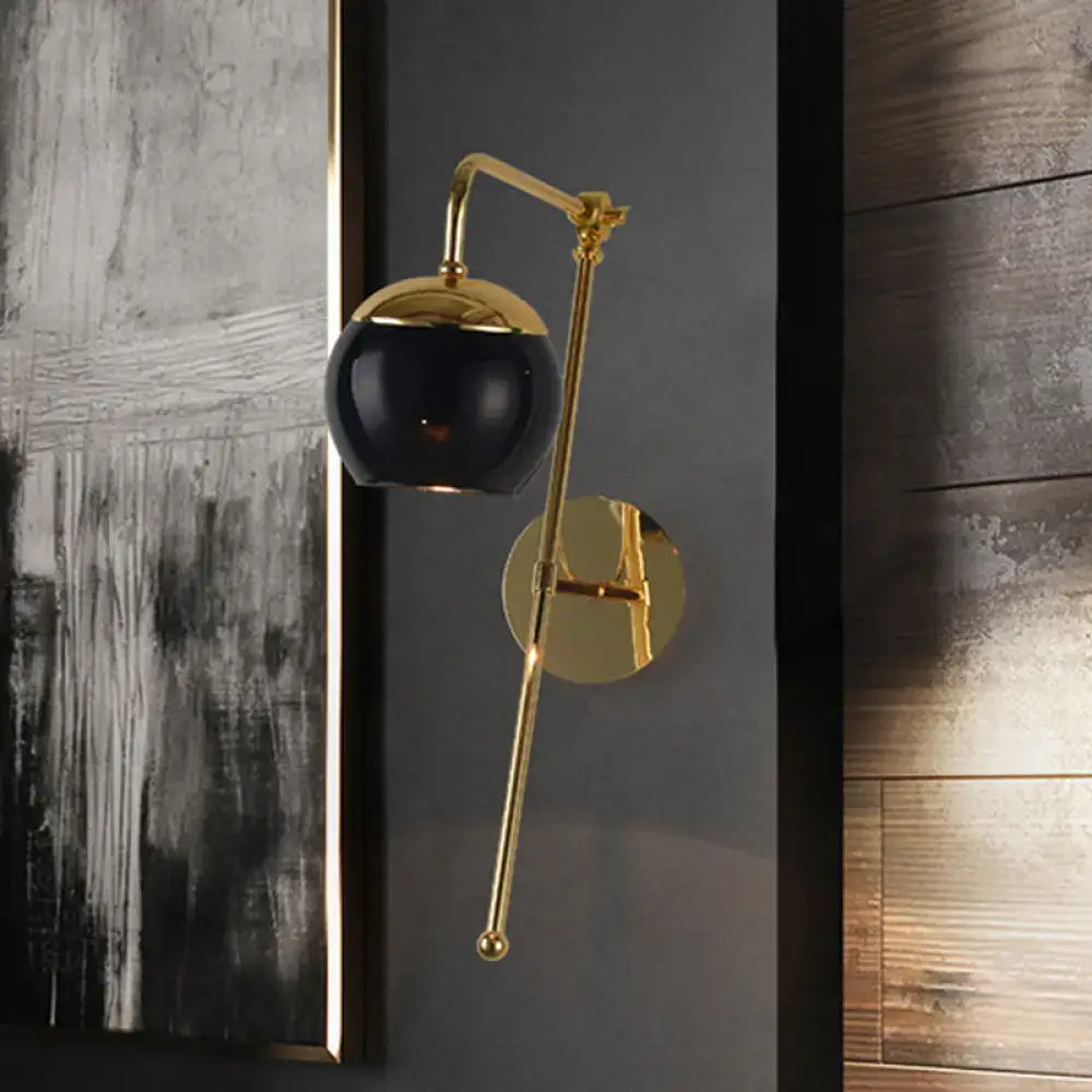 Black Glass Swing Arm Sconce
