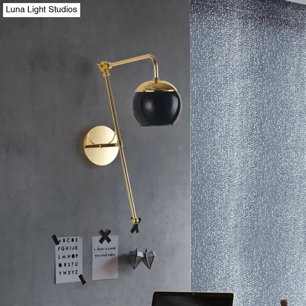 Black Glass Swing Arm Sconce
