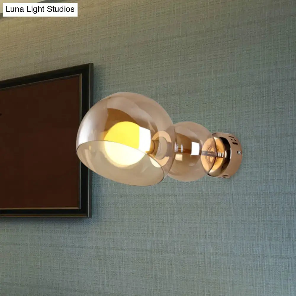 Brass Amber Glass Wall Lamp