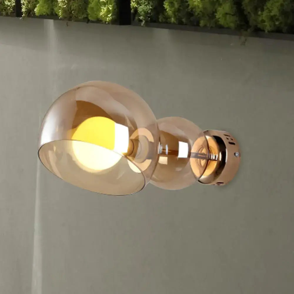 Brass Amber Glass Wall Lamp