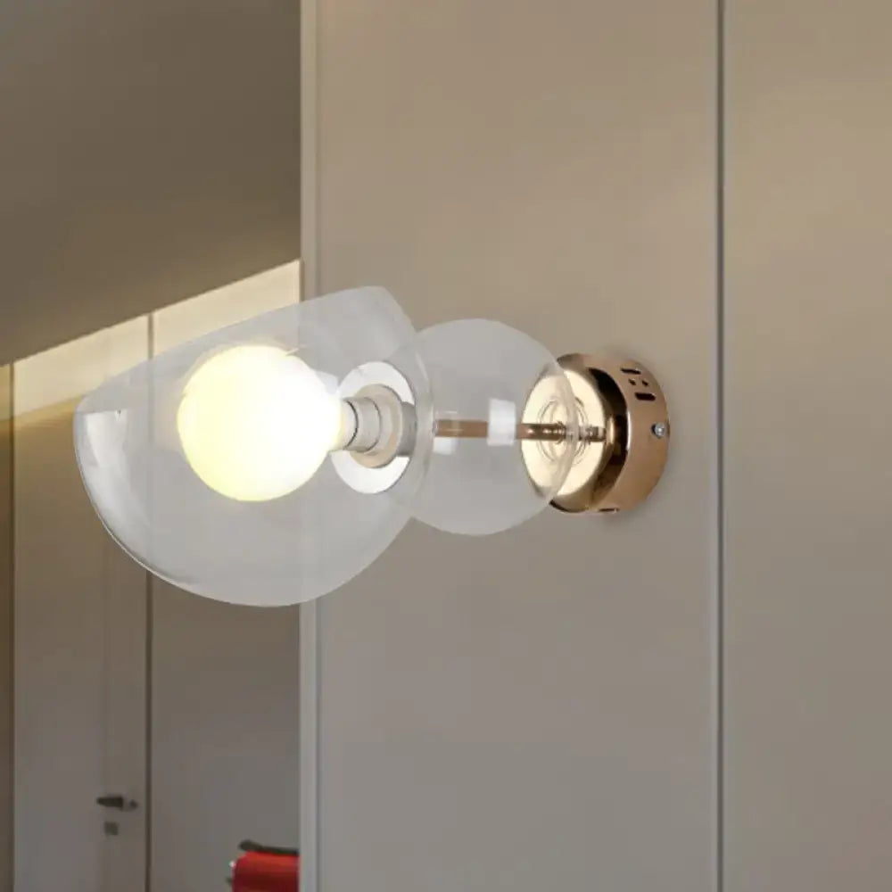 Brass Amber Glass Wall Lamp
