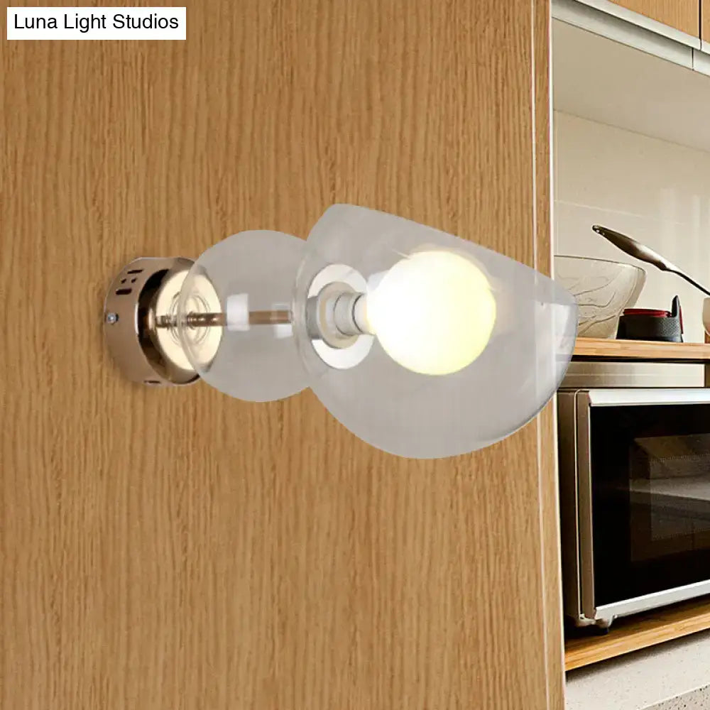 Brass Amber Glass Wall Lamp