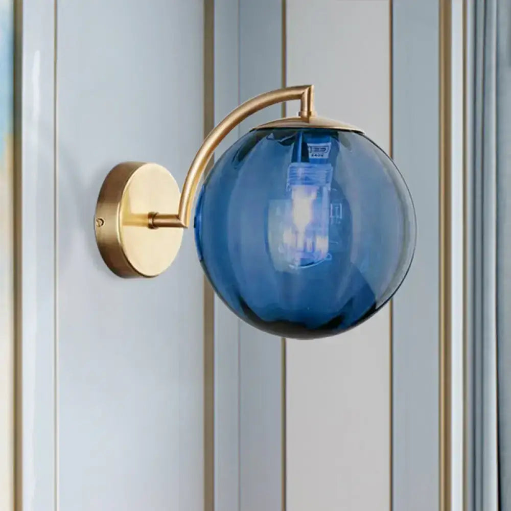 Brass Amber Ball Sconce Single-Light Head