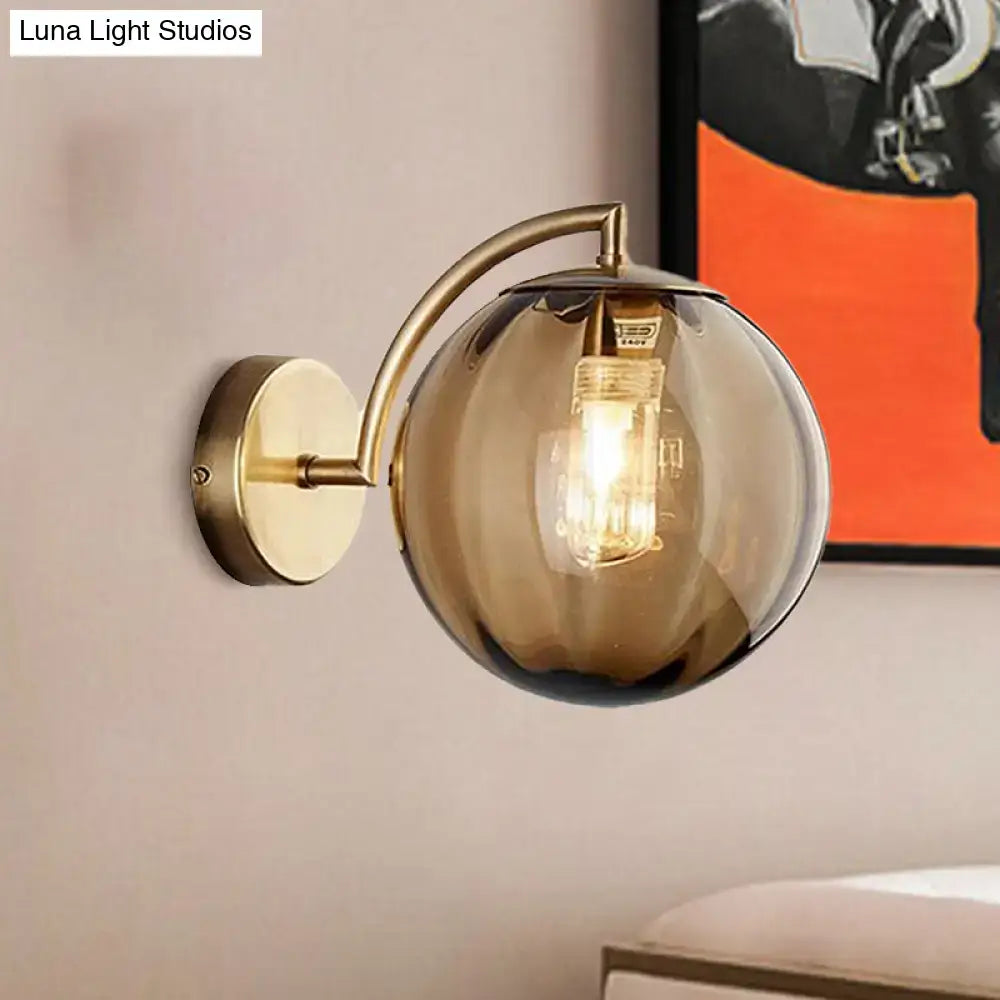 Brass Amber Ball Sconce Single-Light Head