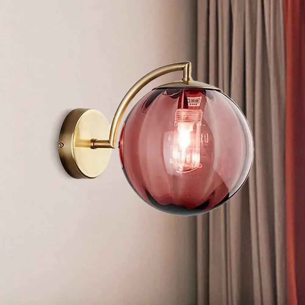 Brass Amber Ball Sconce Single-Light Head