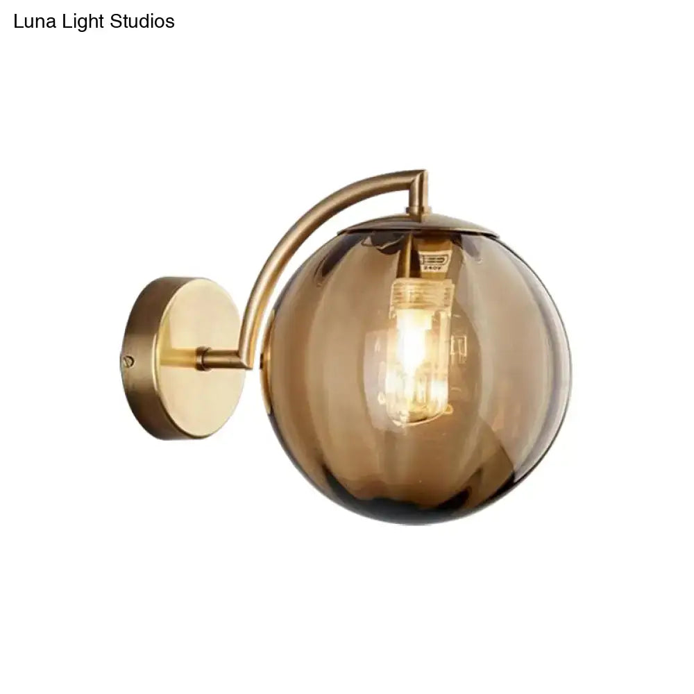 Brass Amber Ball Sconce Single-Light Head