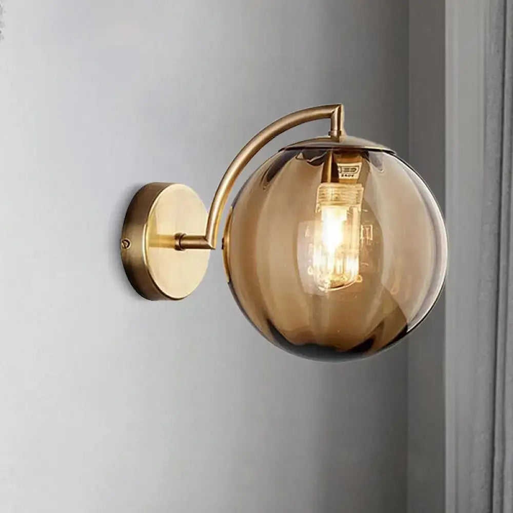 Brass Amber Ball Sconce Single-Light Head